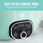 GreenLife 8QT Slow Cooker, Non-Toxic PFAS-Free Ceramic Nonstick Removable Interior Bowl, Programmable, Family Friendly, Keep Warm, Stovetop & Oven Safe, Dishwasher Safe Parts, Glass Lid, Turquoise