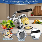1/4 In Blade French Fry Cutter, Efortless Commercial Vegetable Chopper, Anti-slip Potato Cutter, Heavy Duty Potato Slicer, Stainless Steel Easy Clean Manual Cutter for Tomatoes Peppers Mushrooms