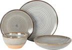 Gibson Elite Dreamweaver Double Bowl Terracotta Reactive Dinnerware Set - Grey, Service for 4 (16pcs)