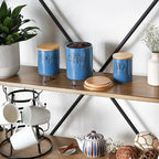 DII Kitchen Accessories Retro Collection, Ceramics, Canister Set, Blue, 3 Piece