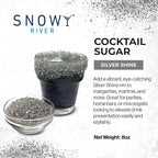 Snowy River Silver, Cocktail & Margarita Sugar Rimmer - Vibrant Color Glass Rimming Sugar with Medium Crystal Texture - 8oz
