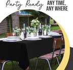 Party Solids 66% Thicker Premium Plastic Table Cloth Rectangle Table Cover 0.5 Mil 12 Pack Black Table Cloth 54 Inch x 108 Inch Disposable Tablecloth Won't Tear Easily Like Cheap Thin Brands