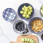 Selamica Ceramic 12 OZ Dessert Bowls Set, Ice Cream Bowls, 4.7 Inch Small Bowls for Snack, Side Dishes, Rice, Microwave Dishwasher Safe, Set of 6, Vintage Blue