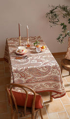 ISAENNE Designer French Red Small Square Tablecloth,Fall Linen Table Cloth with Cashew Pattern,Stain Proof Decor Tablecloths for Dining Thanksgiving Kitchen Christmas,55"*55"-Chauffrey D