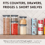 Glass Airtight Food Storage Containers with Silicone and Glass Lids – BPA-Free Jars and Canisters for Pasta Rice Flour, Dry or Wet Foods, Pantry Meal Prep – Set of 5 with Portion Tool