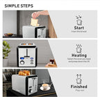 Toaster 2 Slice, Wide Slot Stainless Steel Toaster with 6 Browning Levels, Reheat & Defrost, for Bagel, Toast, Bread, Kitchen Essentials, Removable Crumb Tray (sliver)