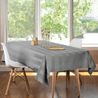 Luxury Table Protector Pad, 2 in 1 Table pad + Great Looking Tablecloth - Heat Resistant, Spill & Stain Proof - Flannel Backing (54x108, Silver - Silk Stripe)