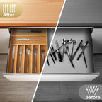 Silverware Organizer, 12.5 Inch Utensil Organizer Kitchen Drawer Organizer Bamboo Silverware Holder Cutlery Tray Organizer in Drawer Flatware Organizer Tray(7 slots, Natural）