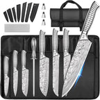 12PCS Portable Knife Set,High Carbon Stainless Steel Professional Kitchen Knife Set,Knife Sharpener With Knife Roll Bag,Suitable for Outdoor Travel,Camping,Barbecue