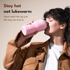 Tastee Heated Coffee Mug – 12oz Portable Travel Mug with 1℉ Precise Temperature Control, 8-Hour Heat Retention, 30W Fast Charging, Leak-Proof, Wide Mouth, Gift-Ready for Office, Home & Outdoor(Pink)
