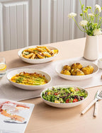 8.6" Oval Serving Bowls, 24 oz Small Oval Bowl for Side Dishes, Salad, Pasta, Snacks, White Ceramic Serving Dish, Set of 4