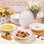 100 Pack Disposable Soup Bowls with Rose Gold Rim, 12oz Premium Heavy Duty Plastic Dinner Bowls for Party, Wedding and Holiday