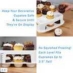 EXTRA TALL Cupcake Carrier 24 Count, 24 Cupcake Holder with Lid -Spacious 3.5” Tall Tiers Accommodate 24 Tall Frosted Cupcakes, Won't Smush! Cupcakes Containers Muffin Storage Container/ Muffin Holder
