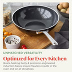 Orfeo 11” Nonstick Wok Pan, Made in Italy, Diamond Ceramic PFAS-Free Cookware, Induction Ready, Scratch Resistant, Laser-Fused Surface for Durability, Dishwasher Safe, Black