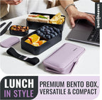 Bentoheaven Premium Bento Box Adult Lunch Box with Compartments for Women & Men, Set of Utensil & Chopsticks & Dip Container, Cute Japanese Kids Bento Lunch Box, Microwavable (Violet Me Go)