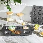 HONGBAKE Nonstick Jumbo Muffin Pan, 2 Pack Large Cupcake Tin for Baking, Cup Cake Tray, 3.5dia, 6 Cup, Premium, Extra Thick, Dishwasher Safe