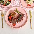 GZG Ceramic Dinner Plates Set of 4, 10.25 Inch Speckled Stoneware Plates with Clay-Tone Base, Large Ceramic Plates for Steak, Salad, Pizza, Microwave Oven Dishwasher Safe