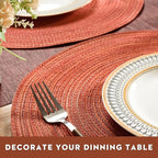 FunWheat Round Braided Placemats Set of 4 Place mats for Dining Tables Woven Heat Resistant Table Mats 15 inch for Fall(Orange,4pcs)