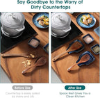 vancasso Stern Spoon Rest for Kitchen, Square Ceramic Spoon Holder for Stove Top, Heat Resistant Utensil Rest for Countertop, Dishwasher Safe, Kiln Blue, 2 Pack