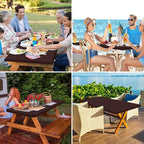 homing Rectangle Table Cloth Cover, Waterproof Polyester Elastic Fitted Tablecloth, Fits for 4 Foot Folding Tables, Washable Table Protector for Fall, Thanksgiving, Harvest Party (Coffee, 30" x 48")
