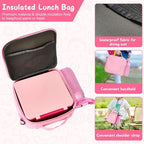 Kids Bento Lunch Box with 4 Compartments, Insulated lunch Bag, Water Bottle, Stainless Steel Food Jar, Birthday Gifts for Ages 3-12 Back to School Toddler Girls Boys