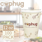 100 Pack 12 oz Coffee Cups,Disposable Hot Drink Paper Cups with Lids & Sleeves -12 Ounce Party Cups Perfect for Hot Beverages, Party, Office,and Home Use