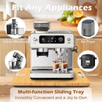 Joy&Grace Appliance Slider for Kitchen Appliances 360° Rolling Sliding Tray for Coffee Maker Countertop, Bamboo Coffee Pot Slider Rolling Tray (Natural, Large 16"x13")