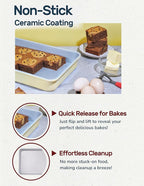 LeGourmet Nonstick Rectangle Baking Pan 9x13 Inch, Ceramic Coating, Non-Toxic, Rust Resistant Aluminized Steel, Perfect Baking Dish for Brownie Cake, Roasting, Lasagna - Butter
