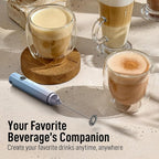 Zulay Froth N Go Milk Frother Rechargeable - 3-in-1 Frother Wand With Case & USB-C Charger - Comes With 3 Whisk Attachments for Latte, Cappuccino, Matcha, Protein Shakes - Cloud