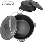 Cuisiland 12 Quart Cast Iron Dutch Oven with Dome Lid & Bail Handle – Pre-Seasoned Large Campfire Pot for Outdoor Cooking, Roasting, Baking & Stews – Heavy-Duty Cookware with Even Heat Distribution
