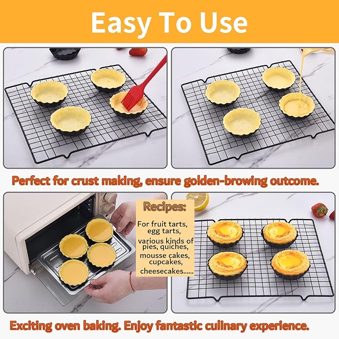 DATANYA 8 Pack Mini Tart Pans 4 Inch with Removable Bottom Round Nonstick Quiche Pan, Heavy Duty Fluted Side for Pies, Mousse Cakes, Dessert Baking (4 Inch 8pcs)