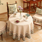 patdrea Designer Vintage Linen Round Table Cloth,Anti-Wrinkle Breathable French Tablecloth,Fall Decor Table Cover for Kitchen Dining,Christmas,Thanksgiving,Tea Party,Diameter 67"-Cudillero