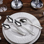 KEAWELL Premium 4-Piece Louis Spoon Set, 18/10 Stainless Steel, Squared Edge, Smooth Finish, Dishwasher Safe (7.6" Dinner Spoon)