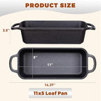 11x5 Inch Cast Iron Bread Loaf Pan With Lid，5.8 Qt Large Loaf Pan For Sourdough Bread Baking, Pre-Seasoned Heavy Duty Dutch Oven Bread Pan For a Crispy Crust