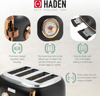 Haden Dorset 4 Slice Wide Slot Stainless Steel Toaster with Adjustable Browning Control & Non-Slip Feet, Black & Copper