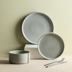 Stone Lain Bao 12-Piece Dinnerware Set Stoneware, Blue-Grey