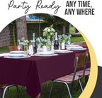 Exquisite 66% Thicker Premium Plastic Table Cloth Rectangle Table Cover 0.5 Mil 6 Pack Plum Table Cloth 54 Inch x 108 Inch Disposable Tablecloth Won't Tear Easily Like Cheap Thin Brands