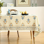 ISAENNE Designer French Pale Yellow Long Tablecloth Rectangle,Linen Floral Table Cloth,Wrinkle Resistant Decor Tablecloths for Dining Thanksgiving Banquet Kitchen Party,63"*102"-Estevan A