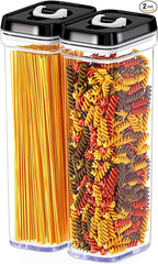 DWËLLZA KITCHEN Pasta Storage Containers for Pantry Airtight - 2 Pc Spaghetti Container Storage - Ideal for Spaghetti & Noodles, Kitchen Pantry Organization and Storage - Keeps Food Fresh & Dry