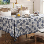 patdrea Designer Vintage Blue Rectangle Tablecloth,Linen Anti-Wrinkle Paisley Pattern Farmhouse Table Cloth,Decor Table Cover Cloth for Kitchen Dining,Christmas,Thanksgiving,63"x87"-Lantang a