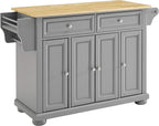 Crosley Furniture Alexandria Wood Top Rolling Kitchen Island Storage Cart, Microwave Stand, Spice Rack, Gray