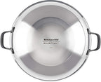 KitchenAid 5-Ply Clad Polished Stainless Steel Wok, Induction Compatible, Dishwasher Safe, 15 Inch Open Stir-Fry Pan