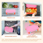Lunch Box for Kids With 8oz Soup Thermo, Leak-proof Lunch Container with 2 Compartments, Thermo Food Jar Food Containers for Back to School Girls Boys (Pink)