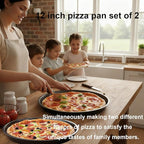 12 Inch Pizza Pan for Oven, 2 Pack Nonstick Round Heavy Duty Aluminum Pizza Baking Tray, Restaurant Style Deep Dish Pizza Pan with Rolled Edge & Warp Resistant (Thickened Crisper Pan)