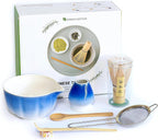 Matcha Whisk Set – 7 Pcs Japanese Tea Set with Bowl, Bamboo Whisk, Scoop, Holder, Sifter – Traditional Matcha Kit for Ceremony, Gift for Matcha Lovers