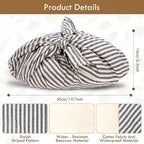 2 Pack Beeswax Bread Bags, Striped Linen Bento Bags, 14" Cotton Loaf Bag, Reusable Organic Food Storage, Sourdough Bag, Rustic Farmhouse Azuma Bukuro Origami Wrap for Baked Gifts (Natural Color, 2)