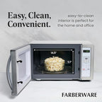 Farberware Countertop Microwave Oven 1000 Watt Power Auto Cook Settings, Defrost, Easy Clean and Child Safety Lock, 1.1 Cu. Ft, White Platinum