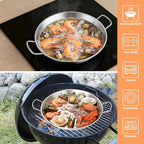 Stainless Steel Pan with 2 Handles, 18.5in Round Grill Griddle for TIKI Solo Stove Cuisinart Fire Pit Kamado Charcoal Grill Weber Kettle and More, Oven and Induction Safe for Indoor & Outdoor Use