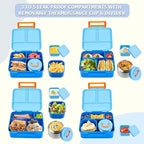 MAISON HUIS Bento Box for Kids with 8oz Soup Thermo, Leak-proof Lunch Food Containers with 5 Compartment, Insulated Lunch Bag & 17oz Stainless Steel Water Bottle for School, Trvael