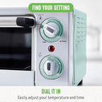 GreenLife Countertop Toaster Oven Air Fryer Stainless Steel, Healthy Ceramic Nonstick, PFAS Free, Tray & Basket, Bake, Broil, Reheat, Adjustable Temp & Time Control, Auto Shutoff, Turquoise